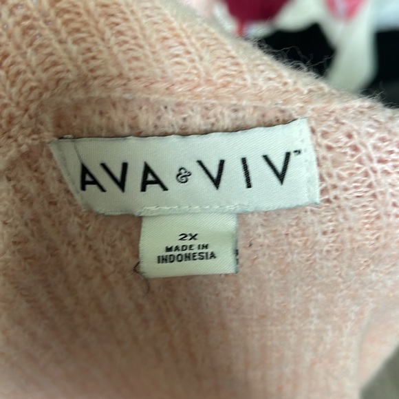 Ava & Viv Cozy Oversized Colorblock Sweater - Size 2X - Picture 4 of 5